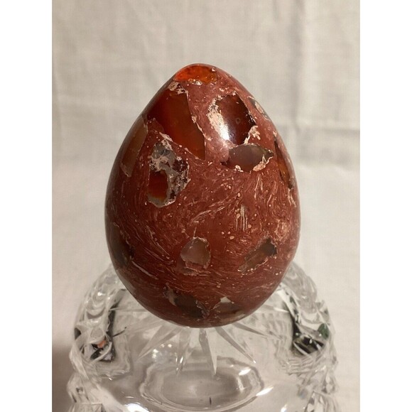 Mexican Fire Opal Egg Solid Stone Easter Egg Decor Paperweight Polished - Picture 1 of 14
